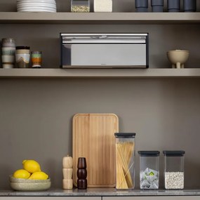 Cutie pentru paine Brabantia Fall Front 646848, 18 L, 46.5x25 cm, Montare pe perete, Inox