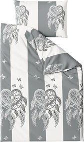 Lenjerie de pat din polibumbac TIRSO POLY gri-alb cu nasture Dimensiune lenjerie de pat: 70 x 90 cm | 140 x 200 cm