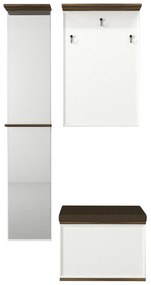 Set Cuier cu Oglinda si Taburet, Metro Lounge, UnicUtil, 95 x 45 x 228.8 cm, Alb-Maro, UUORG27