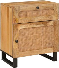 vidaXL Dulap de noapte natural 50 x 33 x 60 cm Lemn de mango solid