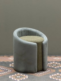 Taburet verde, rotund, din textil, Nasrine