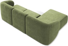 Colțar verde cu tapițerie din chenille (cu colț pe partea stângă/cu șezlong) Lani – Makamii