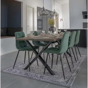 Scaun dining verde din catifea cu picioare negre Middelfart