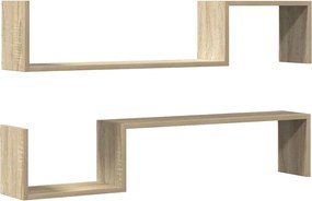 vidaXL Rafturi de perete, 2 buc., stejar sonoma, 100x15x20 cm, PAL