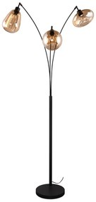Lampadar negru/portocaliu cu abajur din sticlă (înălțime 200 cm) Lumina – Trio