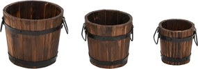 vidaXL Set de jardiniere tip găleată, 3 piese, lemn masiv de brad