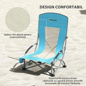 Outsunny Set Scaune Plajă Albastru cu Accesorii | Aosom Romania