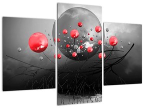 Tabloul cu bile abstracte roșii (90x60 cm)