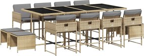 vidaXL Set mobilier grădină cu perne, 13 piese, bej combinat poliratan