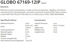 Plafoniera LED pentru baie design modern IP44 Jules crom 12W