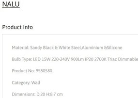 Aplica LED stil ambiental NALU diametru-20cm, 2700K NVL-9580580