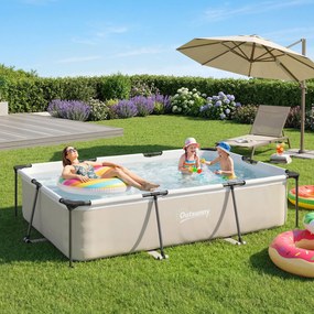 Outsunny Piscină demontabilă tubulară 316x238x66,5 cm 3700 L cu cadru metalic, plasture de reparare, fără filtru, gri | Aosom Romania