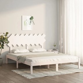vidaXL Cadru de pat, alb, 160x200 cm, lemn masiv