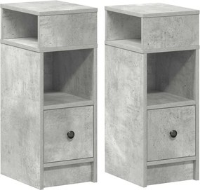 vidaXL Noptiere, 2 buc., cu sertar, Gri beton, 25x31x66 cm