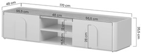 Comodă TV Amilio 170 cm cu sertar - cashmere / stejar uleiat / mânere stejar deschis