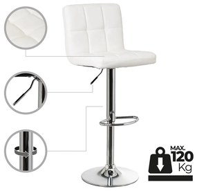 Scaune de bar albe cu înălțime ajustabilă 2 buc. din imitație de piele (înălțime șezut 93 cm) – Casa Selección