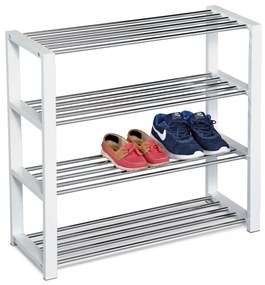 Raft pentru pantofi 4 niveluri alb/crom, 81 x30 x 73 cm, 4 etaje