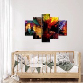 Tablou - Oraș colorat, abstracție (150x105 cm)