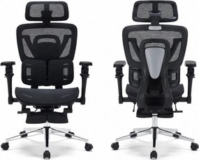 AERONIX SG630 MESH Black – Scaun ergonomic premium Full Mesh, Cotiere 7D, Suport Lombar Dublu, Șezut Translație, Mecanism multifunctional inclinare/blocare, Suport pentru picioare