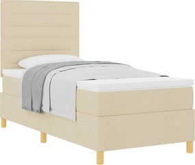 vidaXL Pat cu arcuri cu saltea cu headboard Crem 80 x 200 cm țesătură