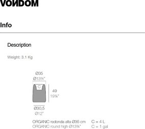 Ghiveci plante design decorativ exterior/interior Organic high round 35×48cm