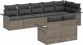 vidaXL Set de canapele pentru grădină 8 pcs Gri poliratan