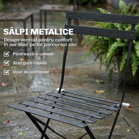 Outsunny Set de 2 Scaune de Grădină Pliabile cu Șezut cu Lamele | Aosom Romania