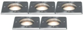 Set de 5 spoturi de sol din oțel IP65 - Basic Square