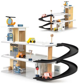 Garaj mare din lemn cu lift pentru mașini spălătorie auto cu elicopter