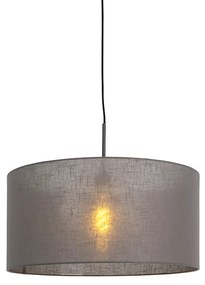 Lampă modernă suspendată neagră cu abajur gri 50 cm - Combi 1