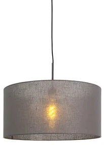 Lampă modernă suspendată neagră cu abajur gri 50 cm - Combi 1