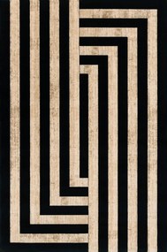 Covor negru-bej din lână 230x340 cm Agnus Art Deco II – Agnella