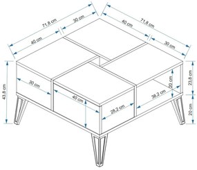 Măsuță de cafea Nirvy (alb + auriu). 1107850