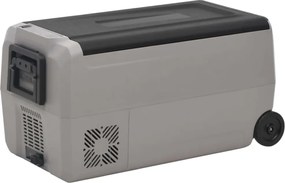 vidaXL Ladă frigorifică cu roată și mâner 50 L, negru și gri, PP & PE