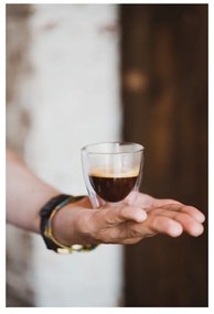 Set 2 pahare cu perete dublu Vialli Design Ronny Espresso, 80 ml