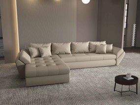 Colțar extensibil dumonde cu ladă de depozitare si sezut confortabil din spuma high-density, Loana XL Enjoy Camel 335x185 cm