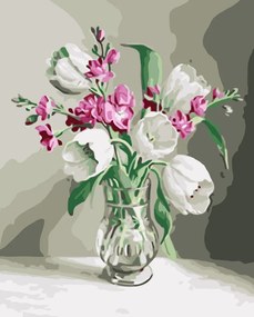 Pictura pe numere cu un cadru "Flori într-o vază 7" 50x40 cm