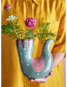 Vază verde din gresie pictată manual (înălțime 19 cm) Trudy – Bloomingville