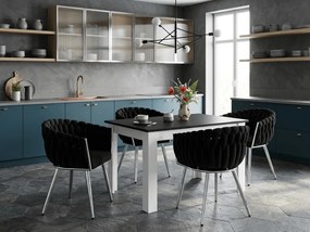 Scaun de masa din catifea ORION VELVET cu picioare argintii, negru