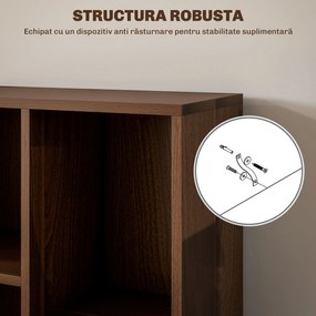 HOMCOM Bibliotecă cu 7 Suporturi Diferite, 50x24x106 cm, Maro Rustic | Aosom Romania