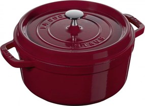 Oala din fonta Staub La Cocotte 40502-278-0, 6,7 l, 28 cm, de la -20°C pana la 260 °C, Emailata, Capac cu structura anti-picaturi, Toate plitele inclusiv inductie, Bordeaux