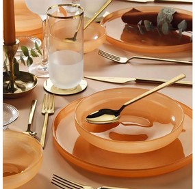 Set de veselă, 18 piese, portocaliu/sticlă