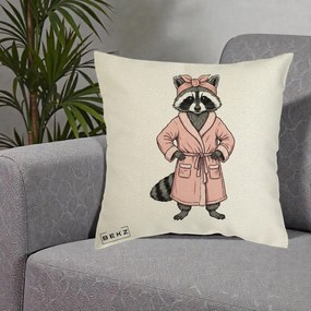 Perna Decorativa Albinuta Kawaii Vesela, 40x40 cm, Ecru, Husa Detasabila, Perna Inclusa, BEKZ®