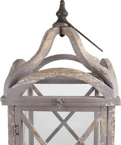 Set 2 felinare gri din lemn, aspect vintage, 73/56 cm