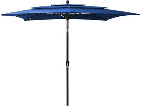 vidaXL Umbrelă grădină 3 niveluri, stâlp aluminiu, azuriu, 2,5x2,5 m