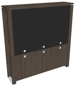 Dulap înalt Verno+ 200 x 46 x 210 cm, uși combinate, stejar antracit / negru