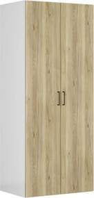 Dulap FLEX, alb/stejar PAL, cu 2 usi, 100x66x240 cm