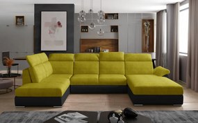 Canapea modulara extensibila cu spatiu pentru depozitare, 336x102x216 cm, Evanell R02, Eltap (Culoare: Galben auriu / Gri inchis piele)