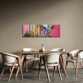Tablou - Alee roz (cu ceas) (90x30 cm)