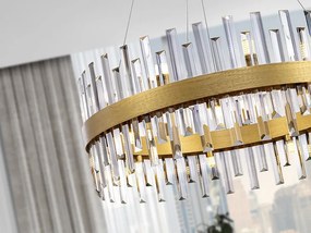 Lustra rotunda cu cristale din sticla Grace D75 auriu